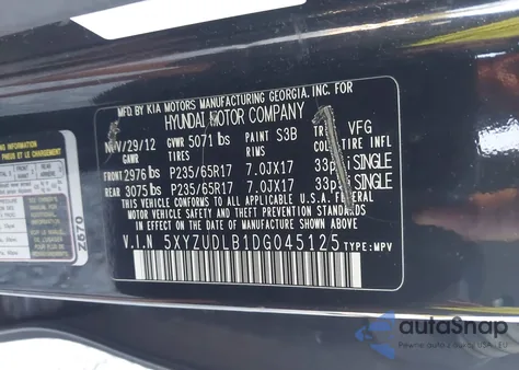 2013 Hyundai Santa Fe Sport из США, поврежденный, VIN 5XYZUDLB1DG045125